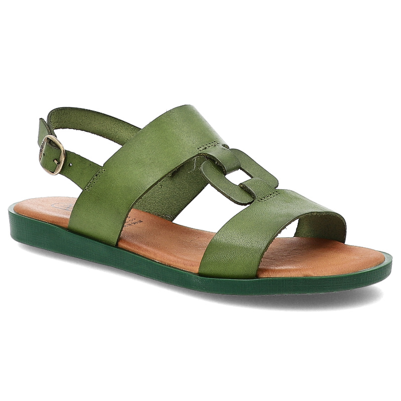 Zielone Sandały Hee Płaskie Obuwie Damskie