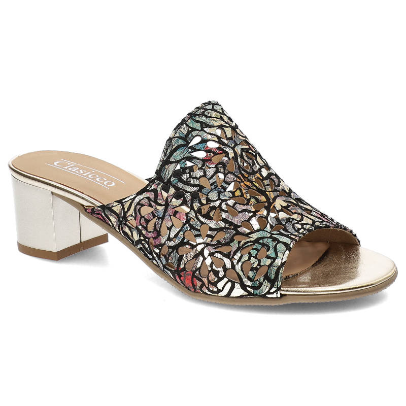 Kolorowe Klapki Clasicco Eleganckie Skórzane Obuwie