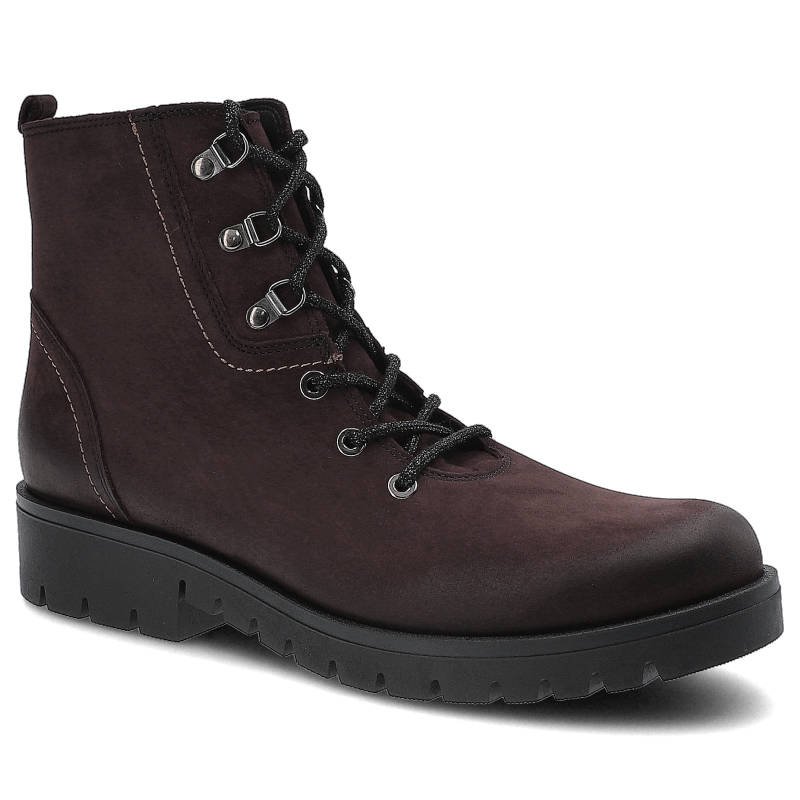 Botki damskie Gamis, sznurowany nubuk n filcową wkładką, bordowe, 3524