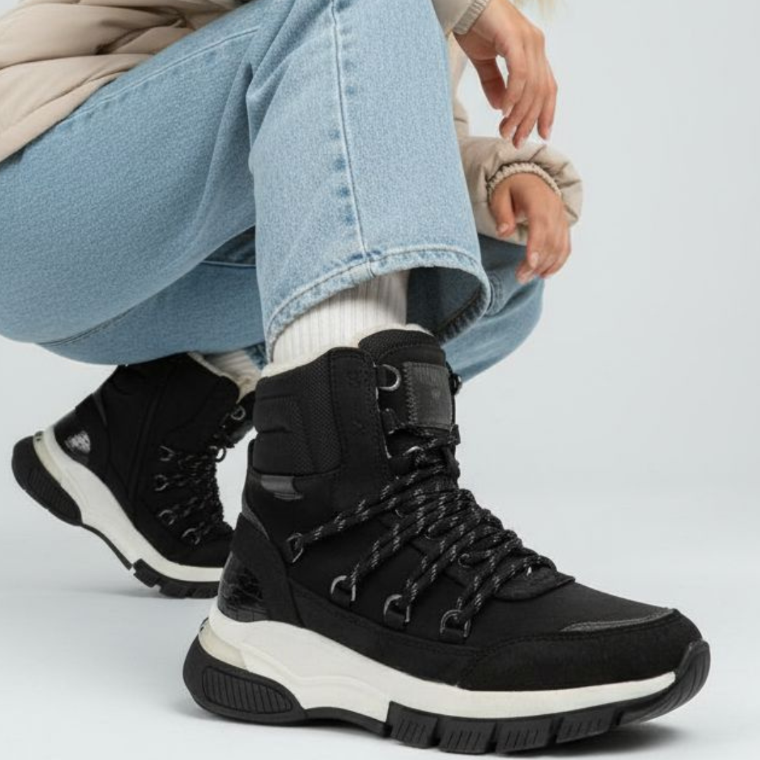 Czarne Śniegowce Mustang Ocieplane Buty Damskie