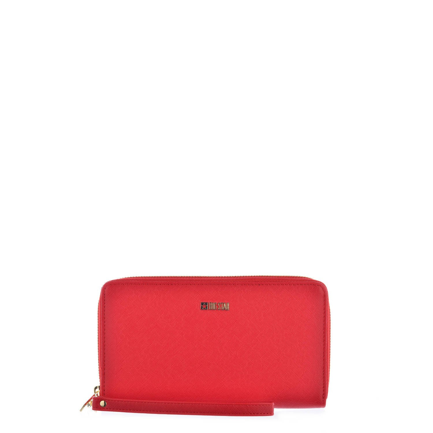 Portfel damski Big Star, z fakturowaną powierzchnią zapinany na zamek z odpinanym paskiem nadgarstkowym i wewnętrznymi przegrodami na karty i dokumen