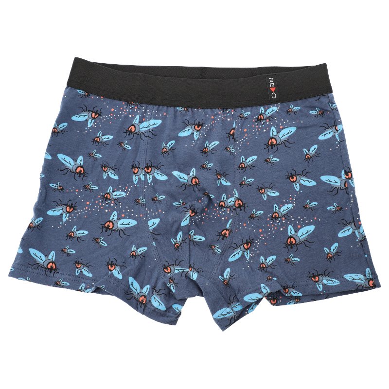Bokserki męskie Redo, bawełniane w muchy we wzorki elastyczne i wygodne, granatowe, 1BE-827