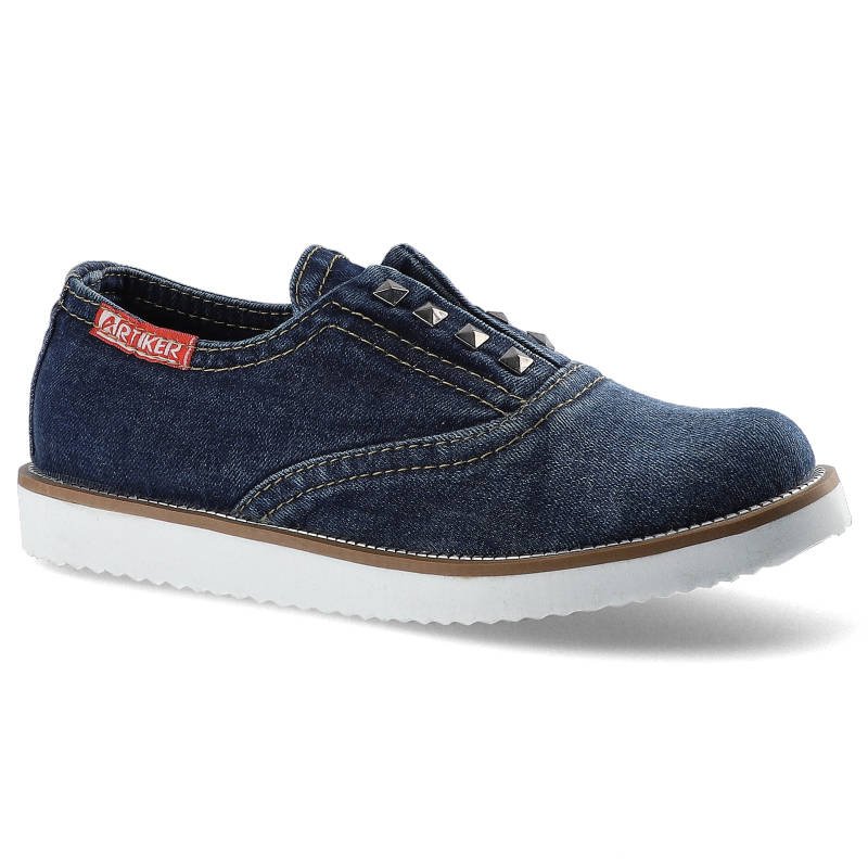 Półbuty damskie Artiker, z materiałową cholewką metalowymi nitami przy podbiciu i lekką podeszwą z bieżnikiem, jeansowe, 4GC0118