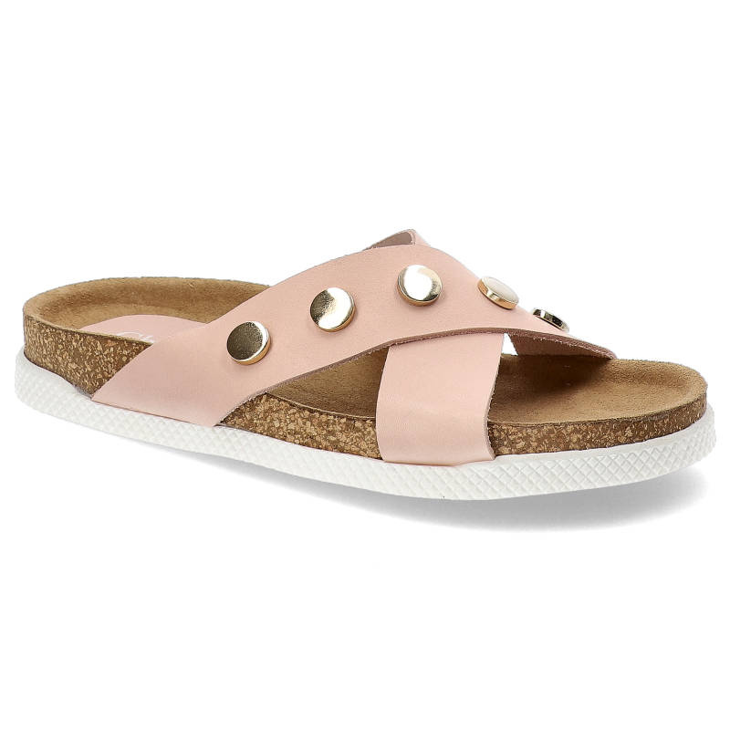 Klapki damskie Chebello, wsuwane i na płaskiej podeszwie, beżowe, 2018 Clark 1785