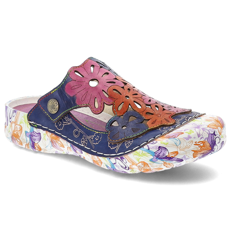 Granatowe Klapki Laura Vita Eleganckie Obuwie Damskie