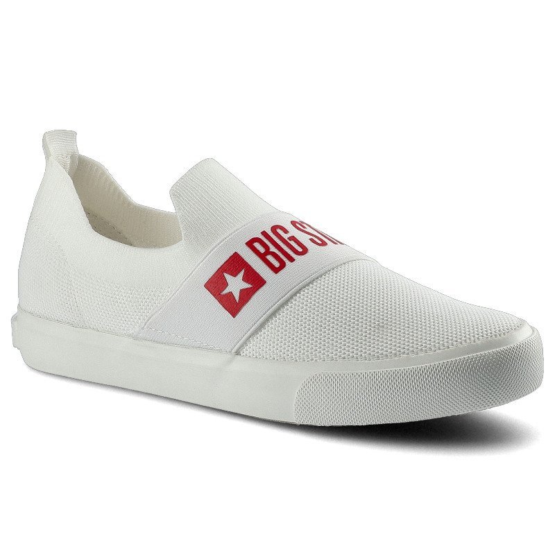 Tenisówki damskie Big Star, wsuwane na płaskiej podeszwie, białe, FF274219