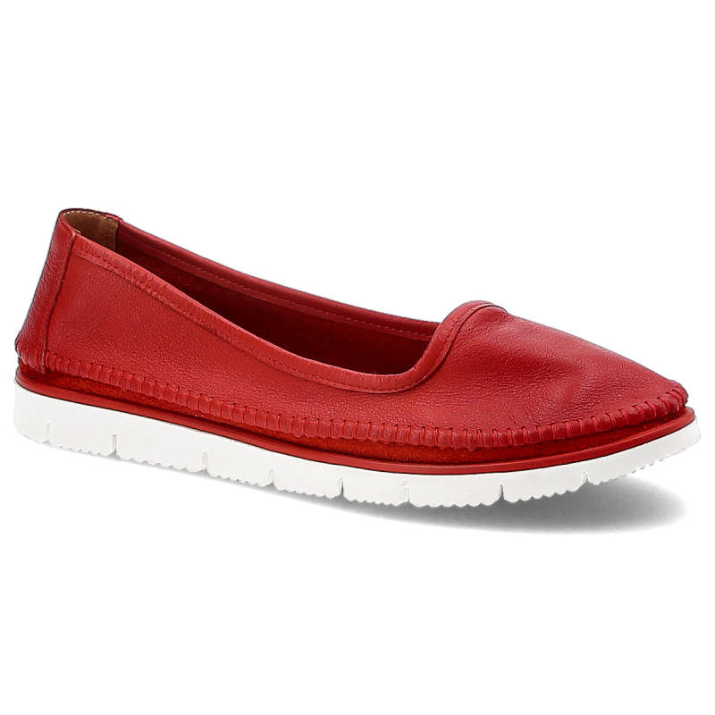 Mokasyny damskie Maciejka, lekkie wsuwane i na płaskiej podeszwie, czerwone, 02462-08-00-0