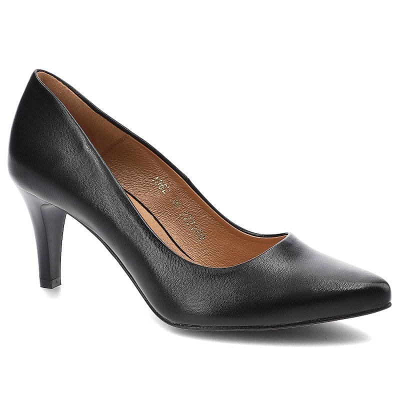 Czółenka damskie Clasicco, cholewka ze skóry naturalnej wnętrze wykończone skórą wkładka skórzana obcas smukły nosek wąski, czarne, 1062-552