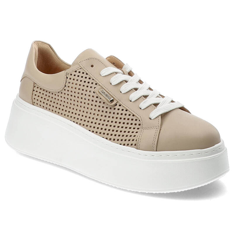 Beżowe Sneakersy Damiss Wygodne Ażurowe Obuwie Damskie
