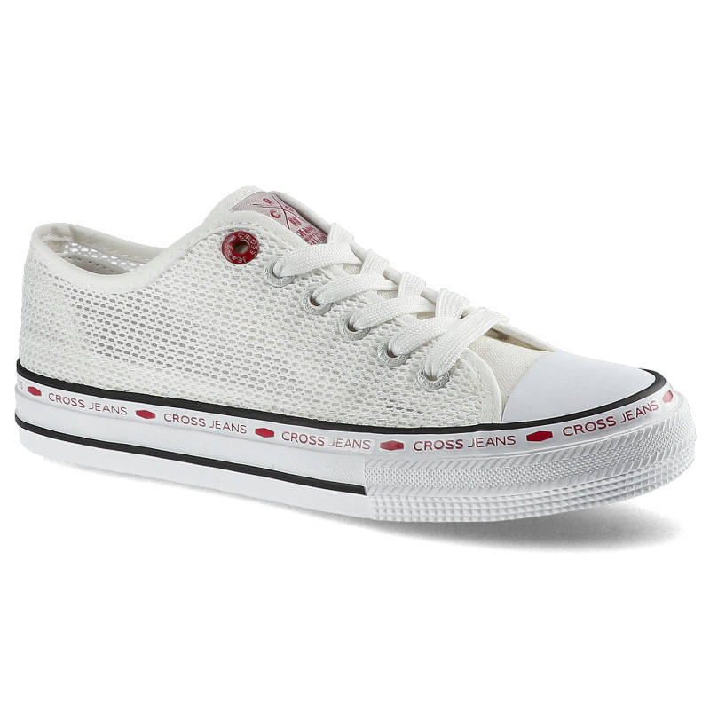 Trampki damskie Cross Jeans, z przewiewnego materiału tekstylnego o siatkowej strukturze z klasycznym sznurowaniem gumowym noskiem oraz płaską podesz