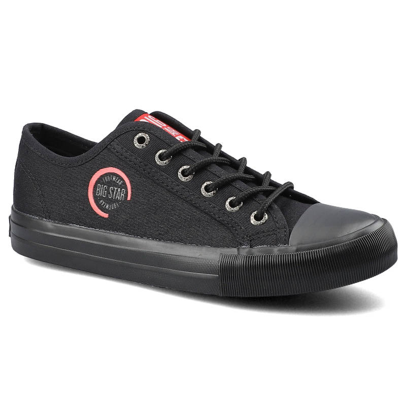 Trampki damskie Big Star, z materiałową cholewką gumowym noskiem wiązaniem na oczka i elastyczną podeszw, czarne, HH274121