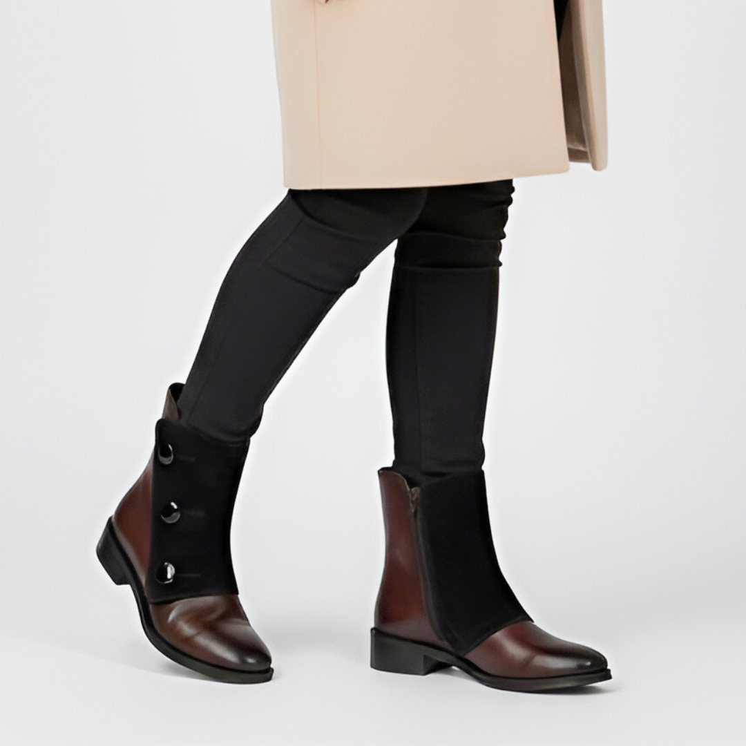 Botki damskie Maciejka, na płaskim obcasie ze skóry licowej i zapinane na suwak, bordowe, H7172-23-00-7