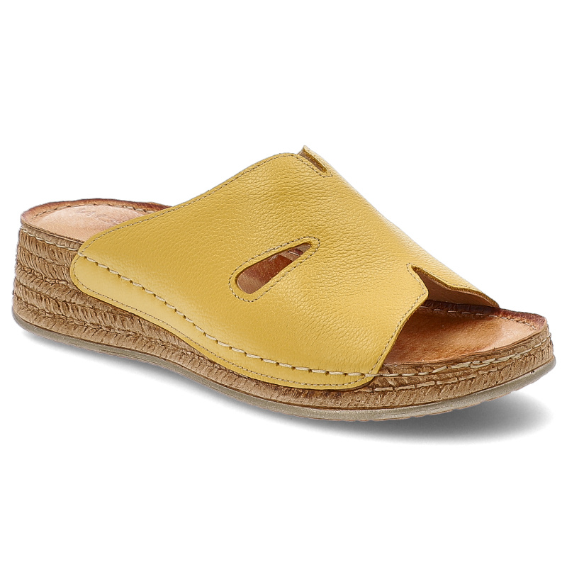 Żółte Klapki Wasak Stylowe Obuwie Damskie