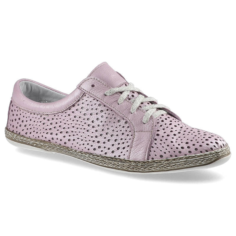 Espadryle damskie Lemar, ażurowe i wiązane , różowe, 10043