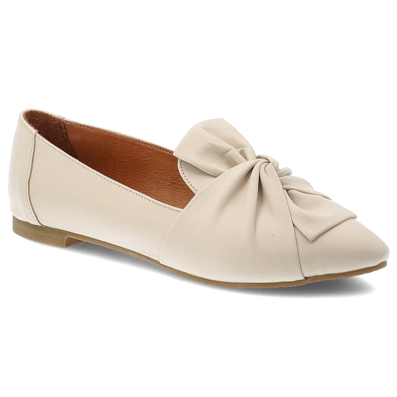 Beżowe Baleriny Ravini Eleganckie Obuwie Damskie