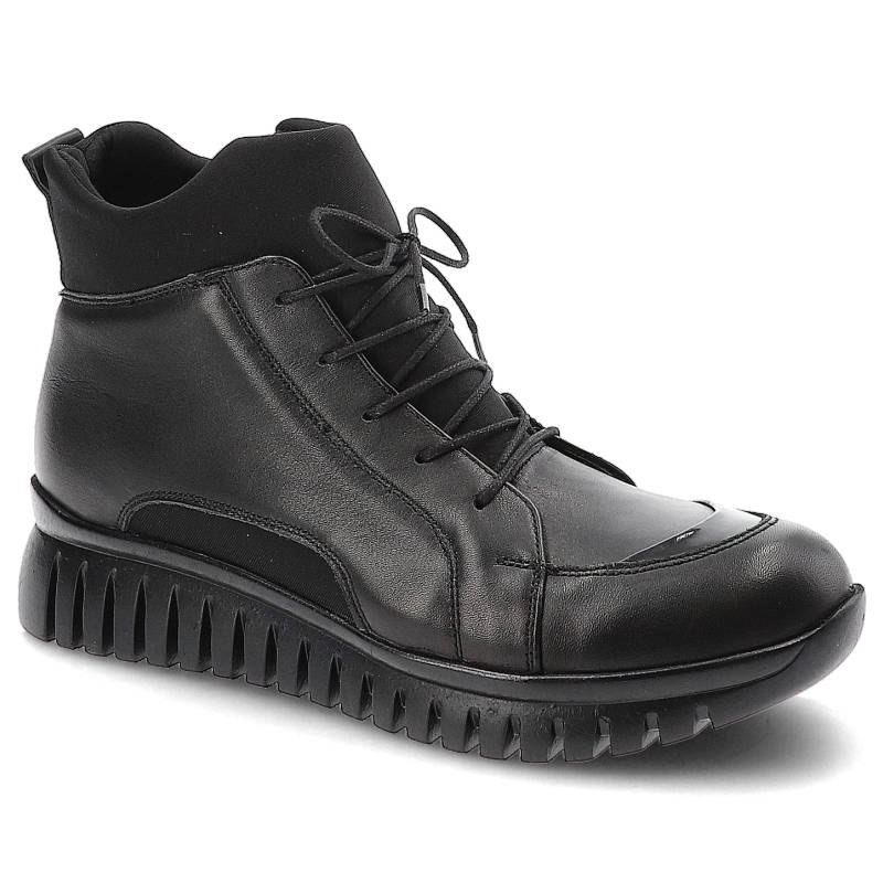 Sneakersy damskie Artiker, sznurowana cholewka miękka konstrukcja wokół kostki gruba elastyczna podeszwa, czarne, 49C0801