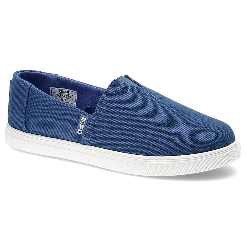 Tenisówki damskie Big Star, z tekstylną cholewką i elastycznymi wstawkami ułatwiającymi zakładanie, niebieskie, JJ274174