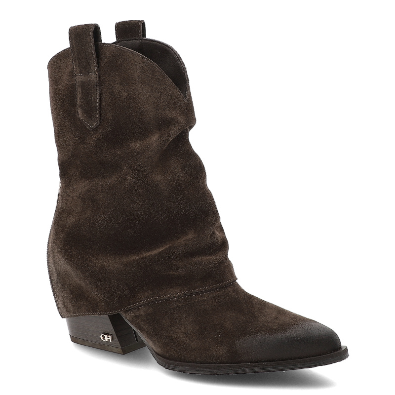 Brązowe Botki Chebello Modne Kowbojki Damskie