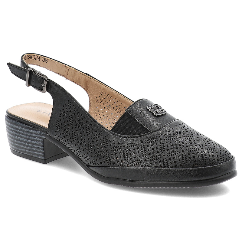 Czarne Sandały Vinceza Wygodne Obuwie Damskie Na Obcasie