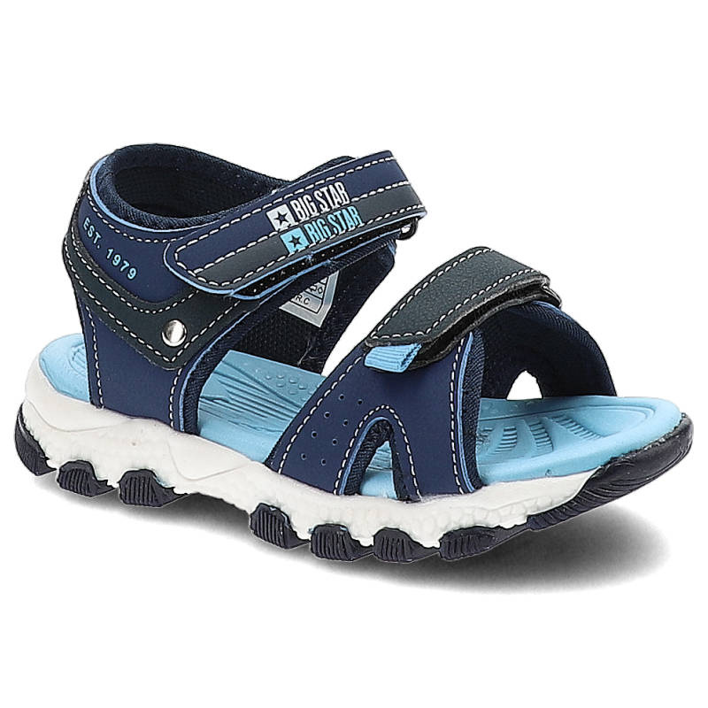 Sandały damskie Big Star, regulowane paski z miękkiego materiału zapięcie na rzep ułatwiające dopasowanie, granatowe, JJ374218