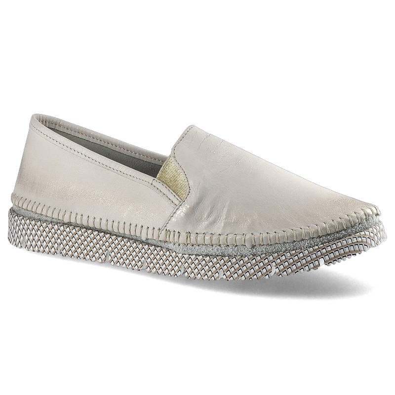 Półbuty damskie Maciejka, lekkie wsuwane półbuty ze skóry naturalnej i na płaskiej podeszwie, złote, 03512-25-00-0