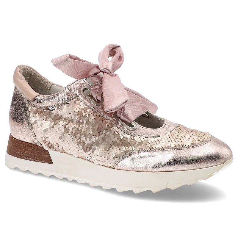 Sneakersy damskie Chebello, skórzane i na małej platformie, różowe, 2000