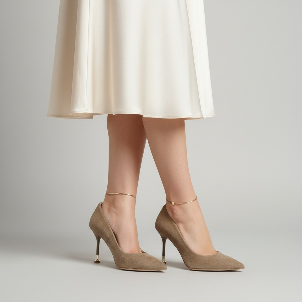 Czółenka damskie Chebello, ze skóry zamszowej wsuwane i na wysokiej szpilce, beżowe, 5021_-084-000-PSK-S423