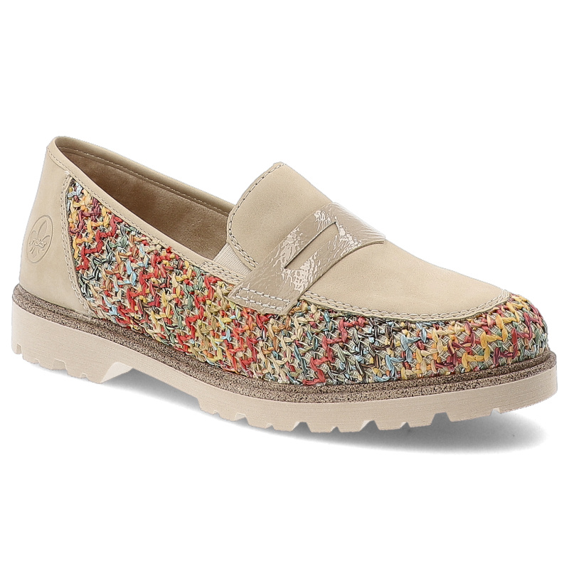 Beżowe Półbuty Rieker Modne Obuwie Damskie