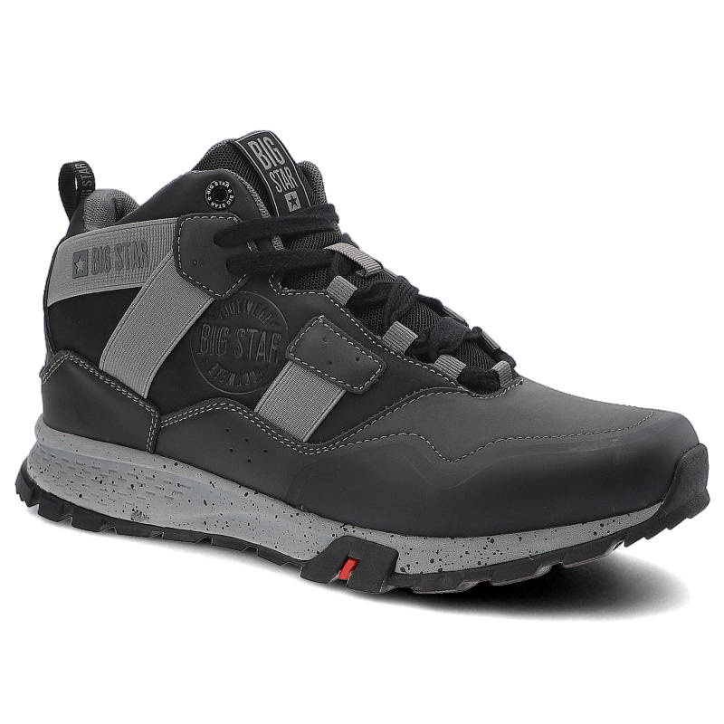 Trekkingi unisex Big Star, skóra ekologiczna i materiał tekstylny wysoka cholewka sznurowanie wzmocniony nosek i pięta podeszwa z bieżnikiem i amorty