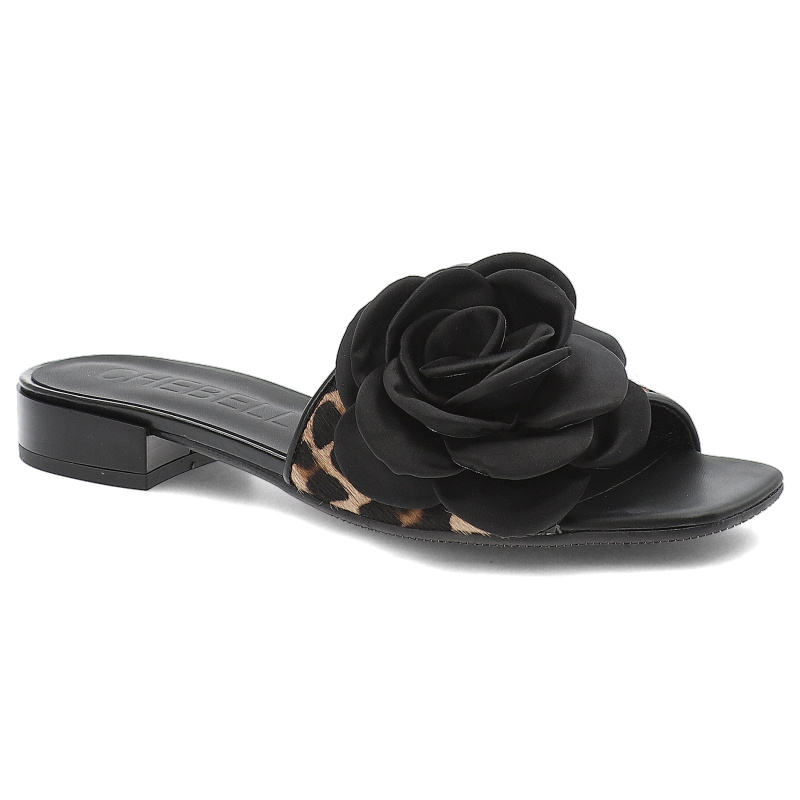 Czarne Klapki Chebello Eleganckie Obuwie Damskie