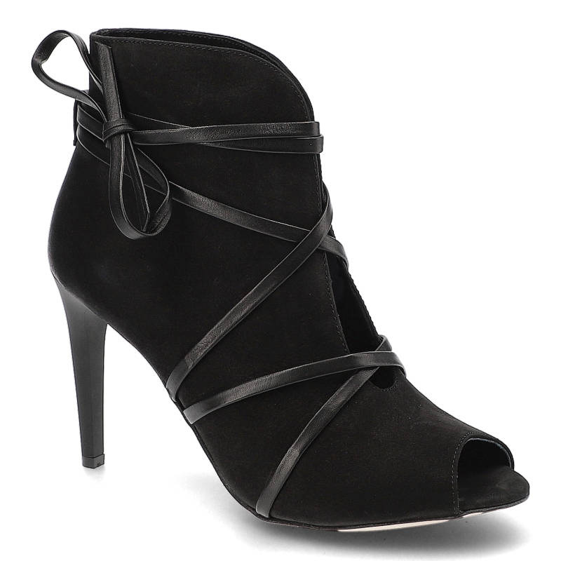 Botki damskie Carinii, eleganckie na szpilce, czarne, B3564_-360-E50-000-B16