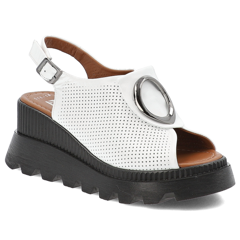 Białe Sandały Artiker Stylowe Obuwie Damskie Na Koturnie