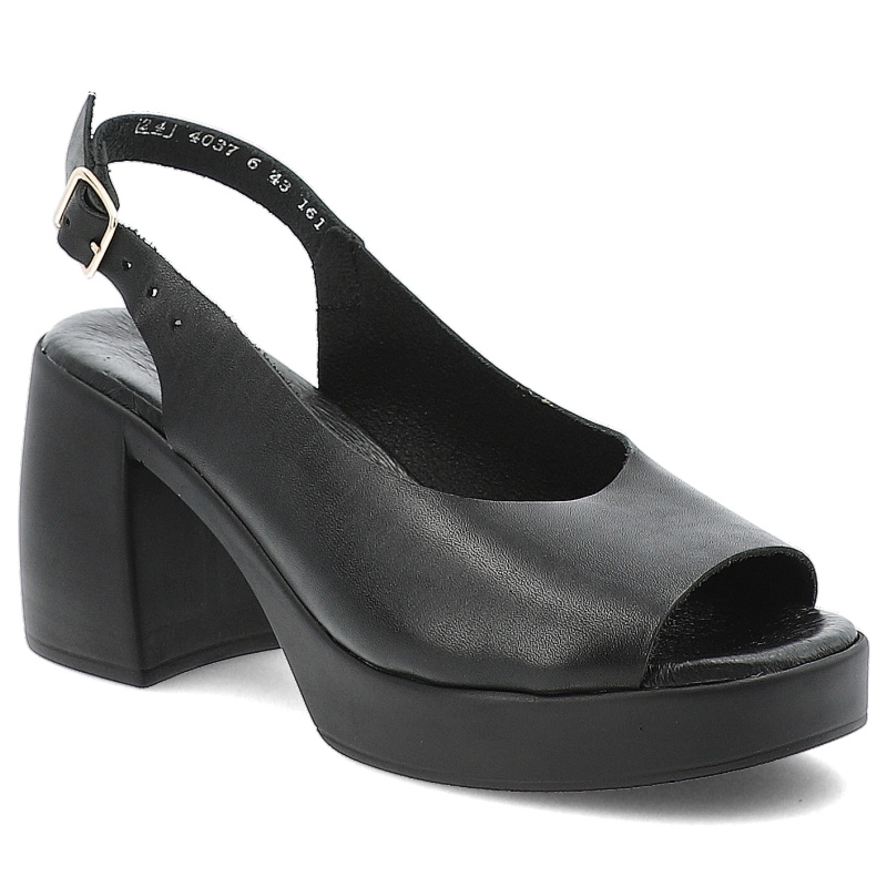 Czarne Sandały Armodo Klasyczne Obuwie Damskie Na Obcasie