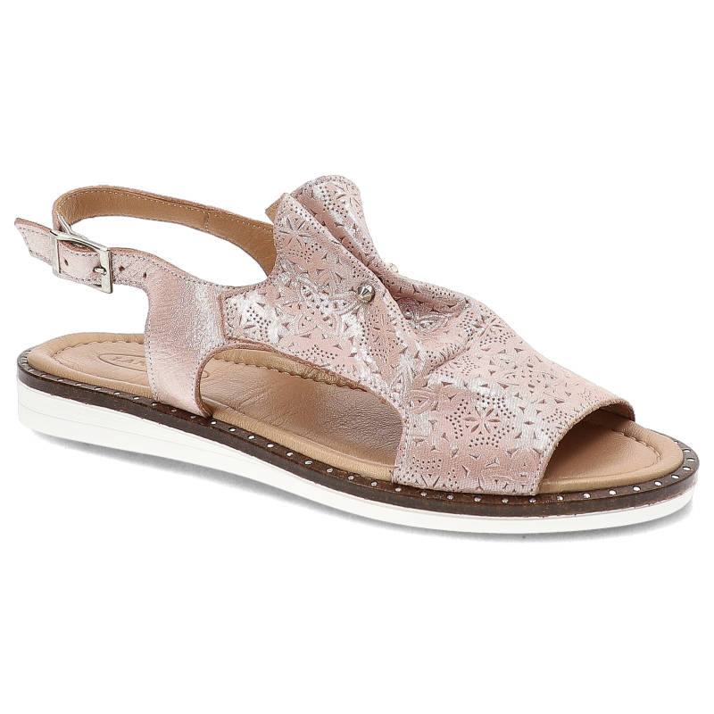 Sandały damskie Lanqier, na płaskiej podeszwie i zapinane sprzączką, różowe, 44C2861