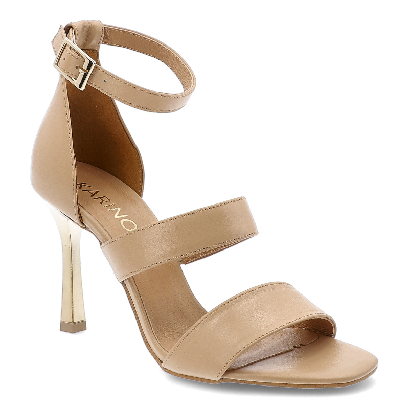 Beżowe Sandały Karino Stylowe Obuwie Damskie Na Szpilce