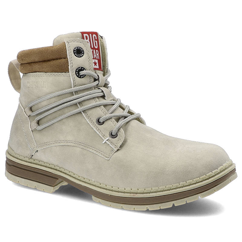 Trapery damskie Big Star, ze skóry ekologicznej na płaskiej podeszwie, jasnoszare, EE274697