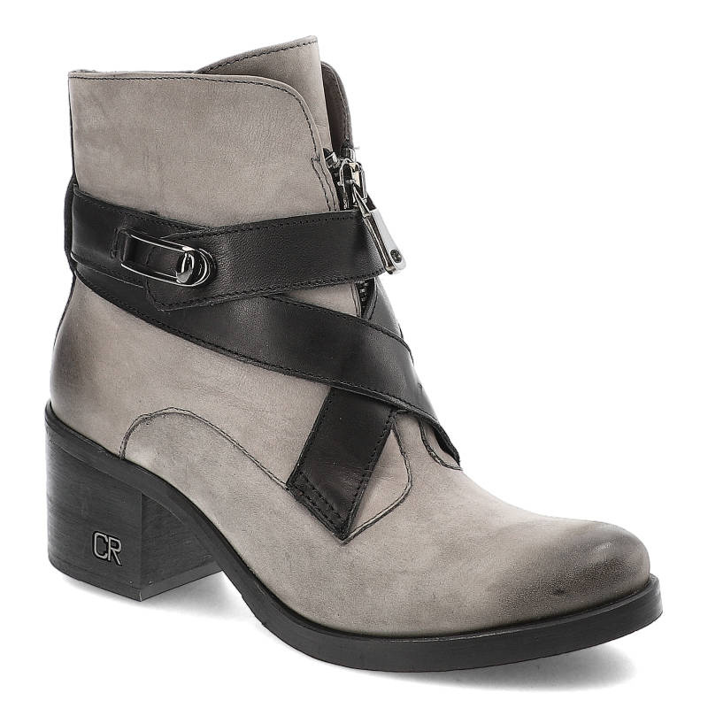 Botki damskie Carinii, eleganckie i na obcasie, szare, B4053_J51-E50-POL-861