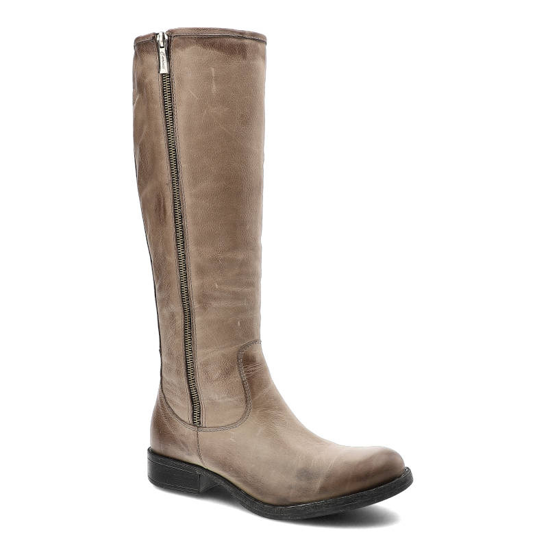 Kozaki damskie Carinii, ocieplane na płaskiej podeszwie, taupe, B1899_-057-624-000-852