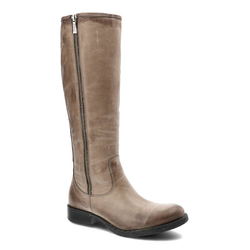 Kozaki damskie Carinii, ocieplane na płaskiej podeszwie, taupe, B1899_-057-624-000-852