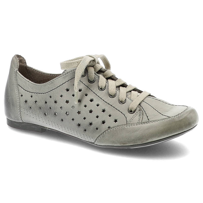 Półbuty damskie Maciejka, perforowana skóra naturalna z zaokrąglonym noskiem i wygodnym sznurowaniem, jeansowe, 0904-17-00-5