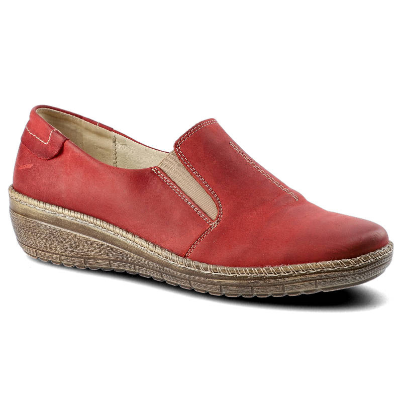 Półbuty damskie Helios, skóra naturalna z gumką i profilowanym zapiętkiem, bordowe, 320