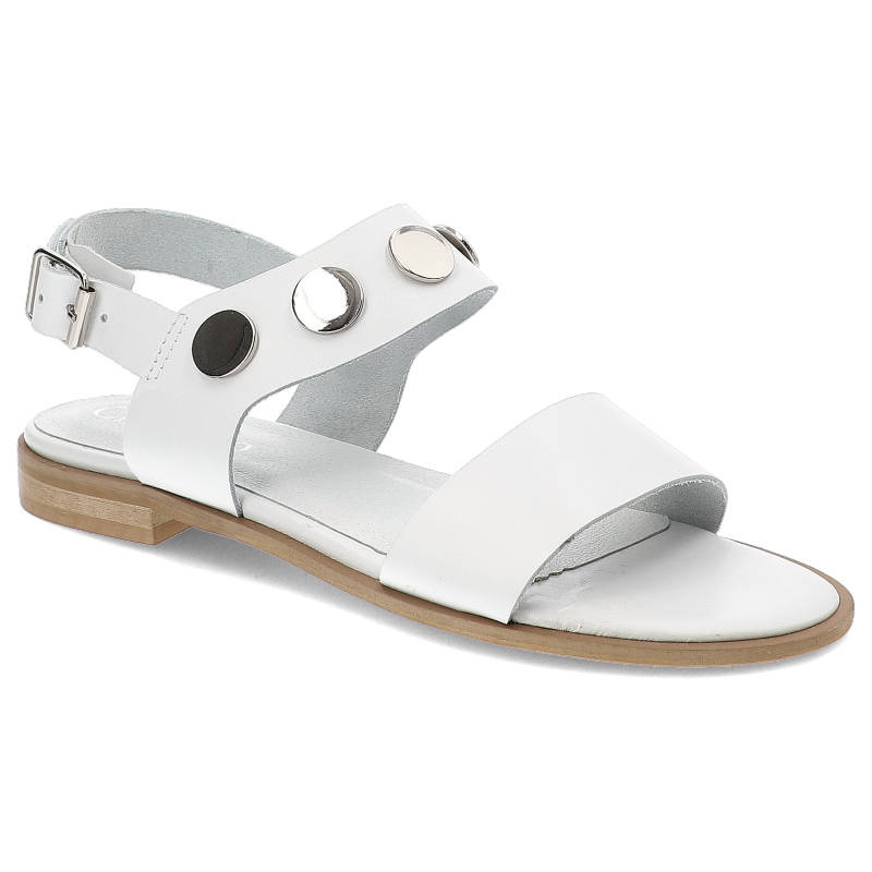 Sandały damskie Chebello, płaskie i zapinane na sprzączkę, białe, 2013 Clark