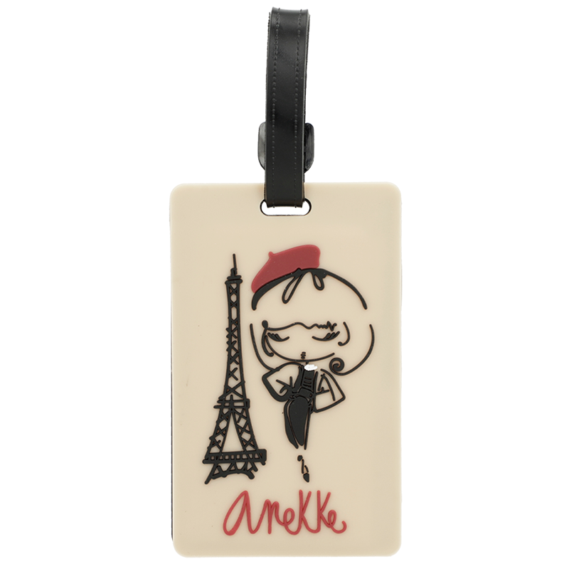 Identyfikator podróżny Anekke, zawieszka do bagażu z ozdobną grafiką, beżowa, 41580-101