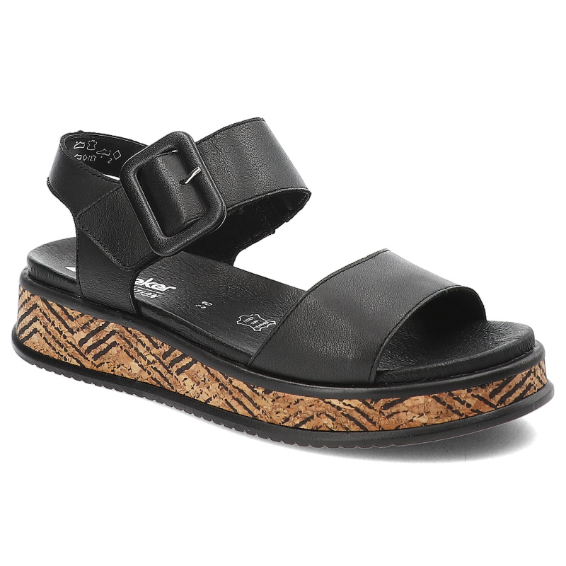 Czarne Sandały Rieker Modne Obuwie Damskie