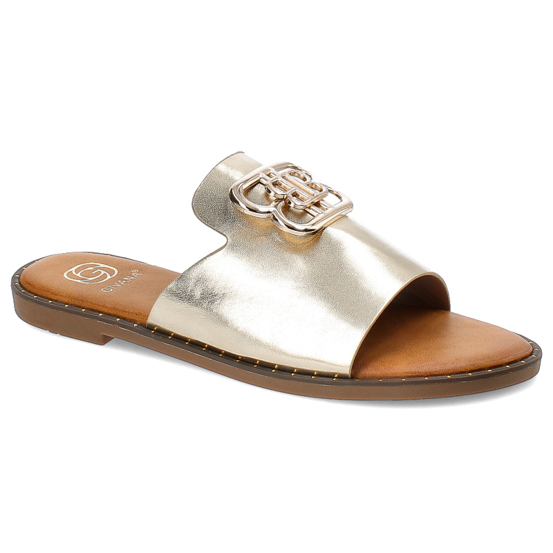 Złote Klapki Givana Modne Obuwie Damskie