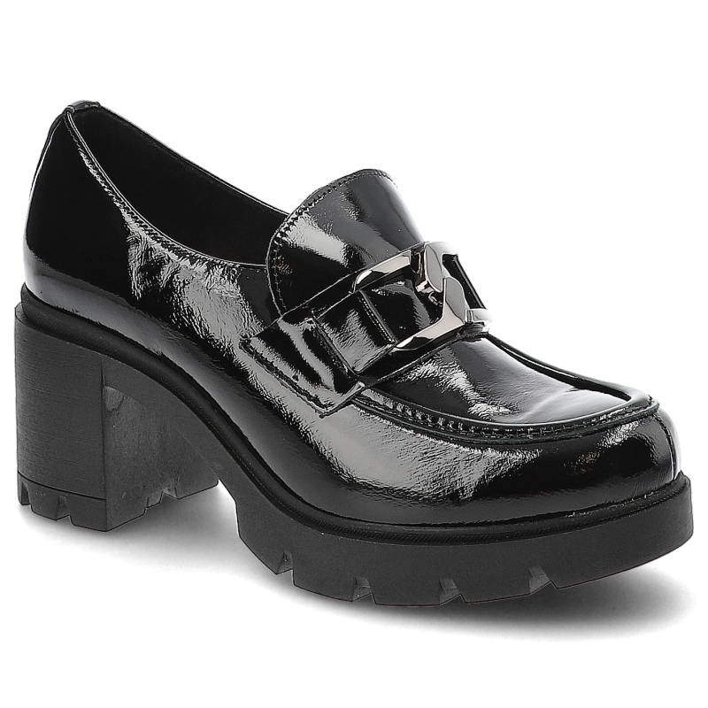 Półbuty damskie Lemar, elastyczna skarpetowa cholewka wsuwana konstrukcja masywna platformowa podeszwa, czarne, 20097-Naplak