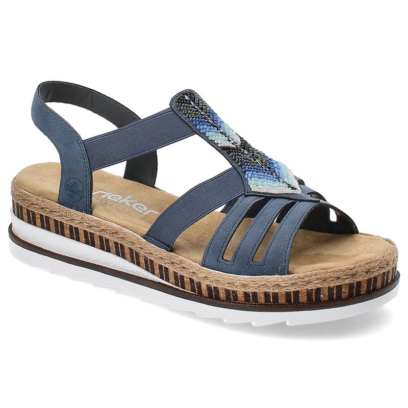 Granatowe Sandały Rieker Stylowe Obuwie Damskie