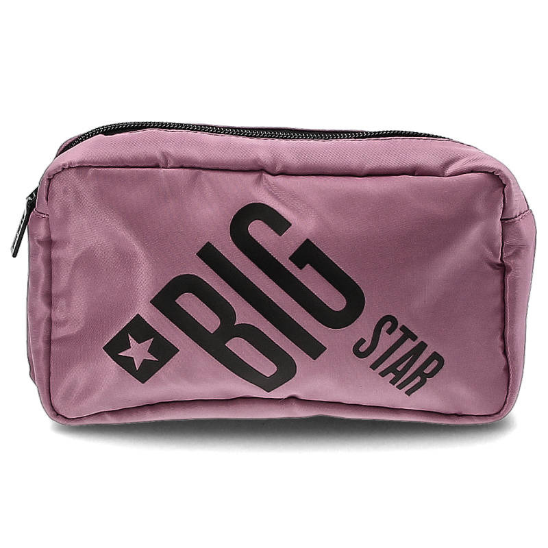 Torba damska Big Star, kosmetyczka wykonana z materiału syntetycznego z nadrukowanym logo na froncie zapinana na zamek błyskawiczny, róż ciemny, II57