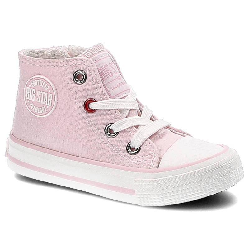Trampki dziecięce Big Star, sznurowany wykonany z materiału z naszywanym logo na cholewce gumowy nosek oraz podeszwa metalowe przelotki i kontrastowe