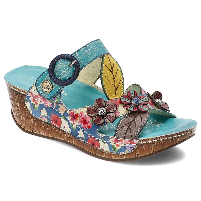 Turkusowe Klapki Laura Vita Eleganckie Obuwie Damskie